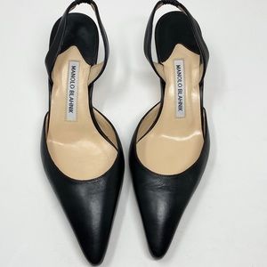 Manolo Blahnik Carolyne Slingback Kitten Heels